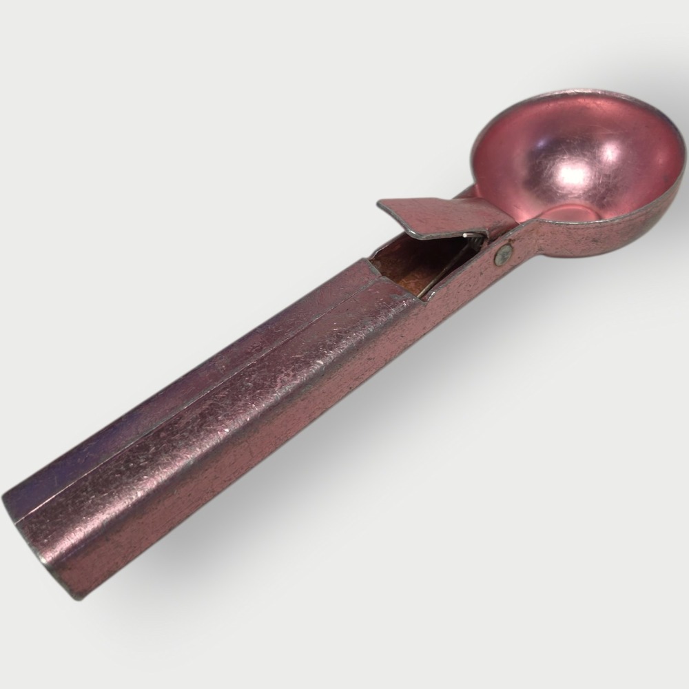 Vintage Pink Ice‎ Cream Scoop Aluminum USA Made TESTED WORKING PATINA